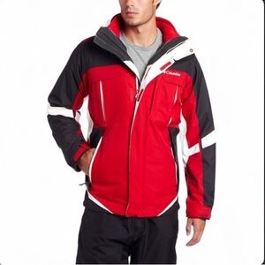 EUC Columbia Bugaboo interchange jacket, Waterproof Shell & Removable Fleece Red